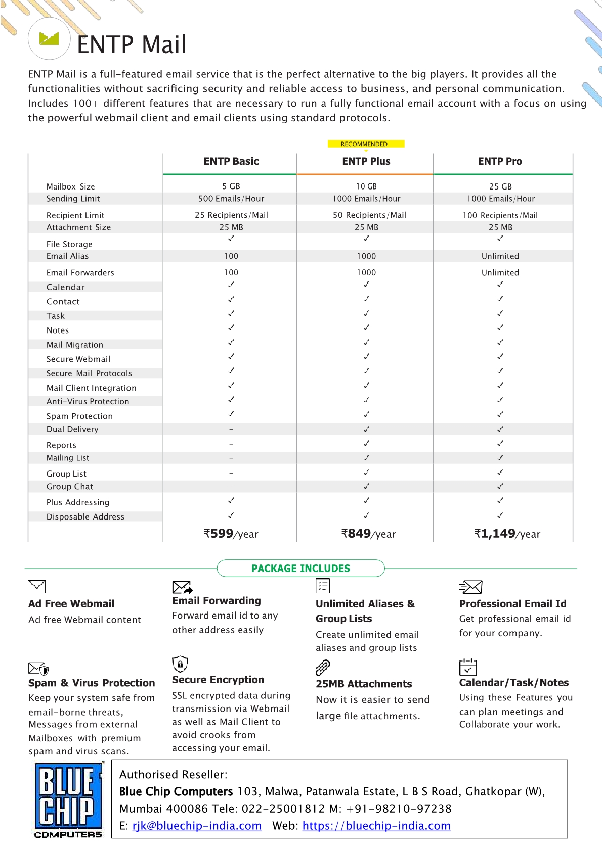 ENTP Mail Features n Price